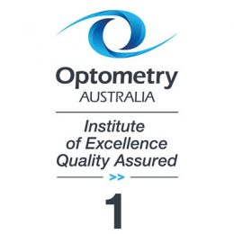 Image shows Optometry Australia Institute of Excellence Quality Assured logo for one hour of learning. 